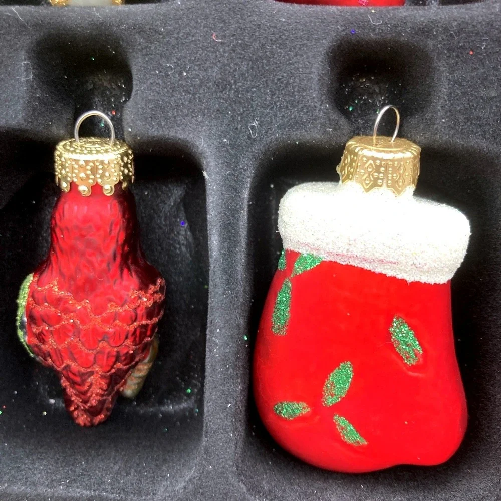 Set of 12 Macy's Holiday Lane Studio Blown Glass Mini Christmas Ornaments 2012